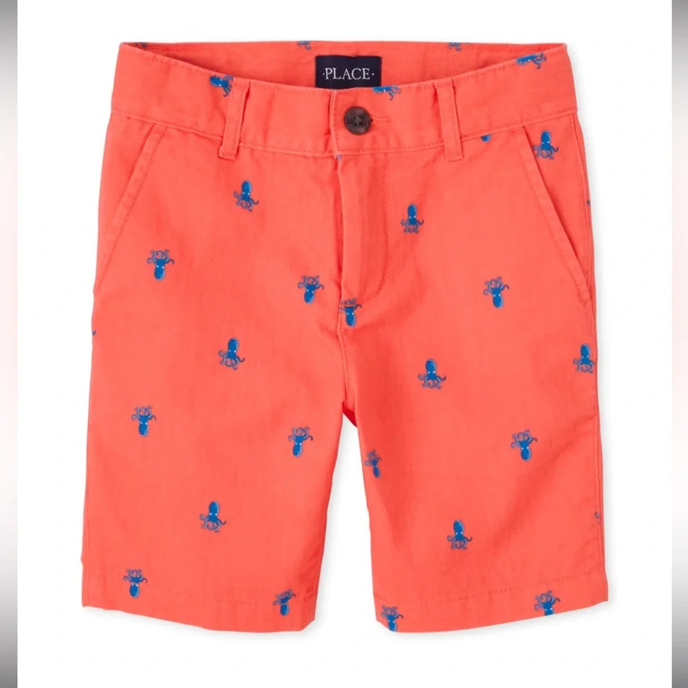 The Children’s Place Boys Woven Octopus Print Chino Shorts Size 5